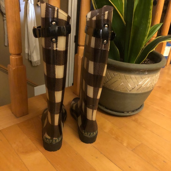Ralph Lauren Rossalyn ll black and cream Rainboots - Picture 5 of 8